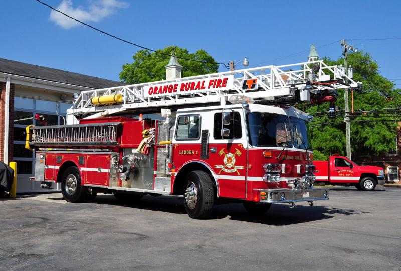 1988 LTI Aerial (retired).  75' steel ladder.  1500gpm / 400gal.  Purchased in 1988 by ORFD.  photo courtesy Lee Wilson
Sold to Boiling Spring Lake Fire.